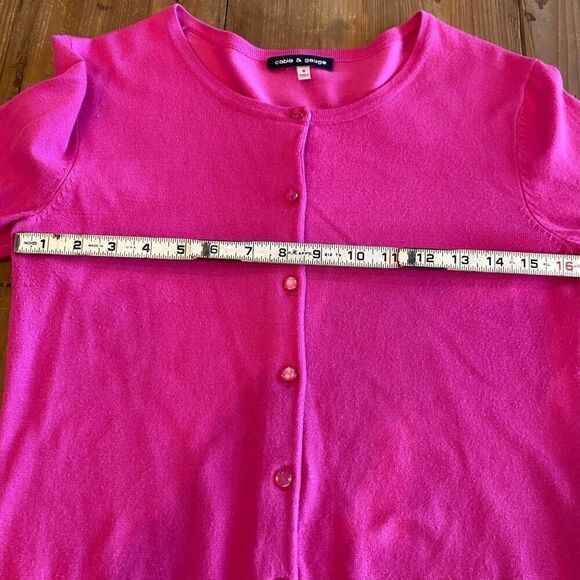 CABLE & Gage Button Down Cardigan Crew Neck Sweater Lightweight Bright P… - Picture 8 of 13